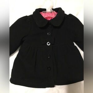 Girl’s Soft Toddler Pea Coat with Pink lining